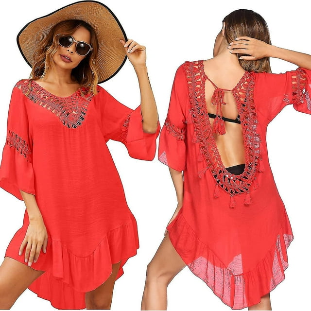 Robe de Plage pour Femmes Grande Taille Aguichant Bikini Tunique d'Été