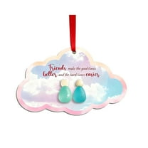 Litrail Handmade Heart Sea Glass Friendship Ornament - Christmas Tree Hanging Gift for Friend & Sister