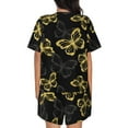 thumbnail image 3 of Bingfone Golden Glitter Butterflies Print Pajamas Sets for Women Soft Short-Sleeved Pjs with Lounge Shorts Two Piece Sleepwear, 3 of 8