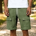 thumbnail image 4 of Nmnitkp Mens Shorts Waffle Knit Cargo Shorts Elastic Waist Drawstring Multi-Pocket Lightweight Breathable Casual Summer Athletic Shorts Army Green,2XL, 4 of 6