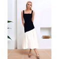thumbnail image 4 of Women's Color Block Ruffle Hem Maxi Dress Spaghetti Strap Elegant Long Dresses White S, 4 of 8