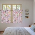 thumbnail image 3 of Pink Spring Floral Kitchen Curtain for Berdoom Living Room Cafe 45 Inch Length, Elegant Farmhouse Flowers Birds Watercolor Tiers Curtains Light Filtering Drapes Window Treatment 2 Panels 52"Wx45"L, 3 of 8