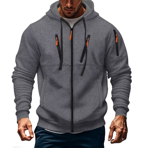 Yaoyar Men's Zip Up Hoodie Color Block Long Sleeve Casual Sweatshirt with Pocket Men's Long Sleeved Hooded Top