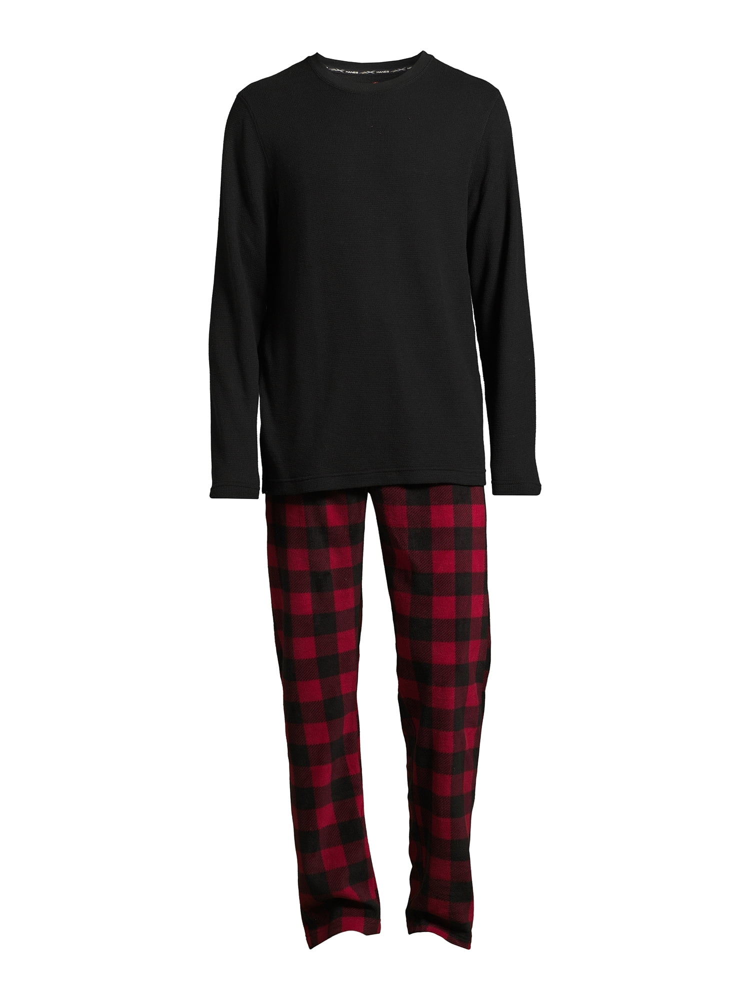 Hanes Men's and Big Men's Xtemp Crewneck and Cozy Microfleece Pants Pajama Set, 2-Piece, Sizes S-5XL
