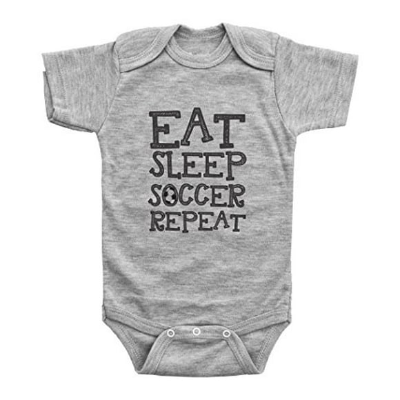 Soccer Onesie for Baby Boy or Girl EAT Sleep Soccer Repeat Uni 18M, Grey SS