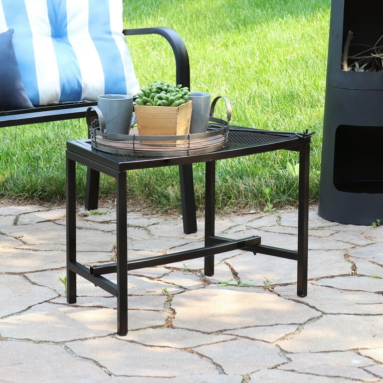 Sunnydaze Outdoor Lightweight and Portable Metal Patio Side End Table or  Backless Bench Seat with Mesh Top - 23 - 2pk 