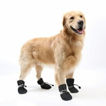 4pcs Waterproof Winter Pet Dog Shoes Anti-slip Rain Snow Boots Footwear Thick Warm for Small Cats Dogs Puppy Dog Socks Booties Black L