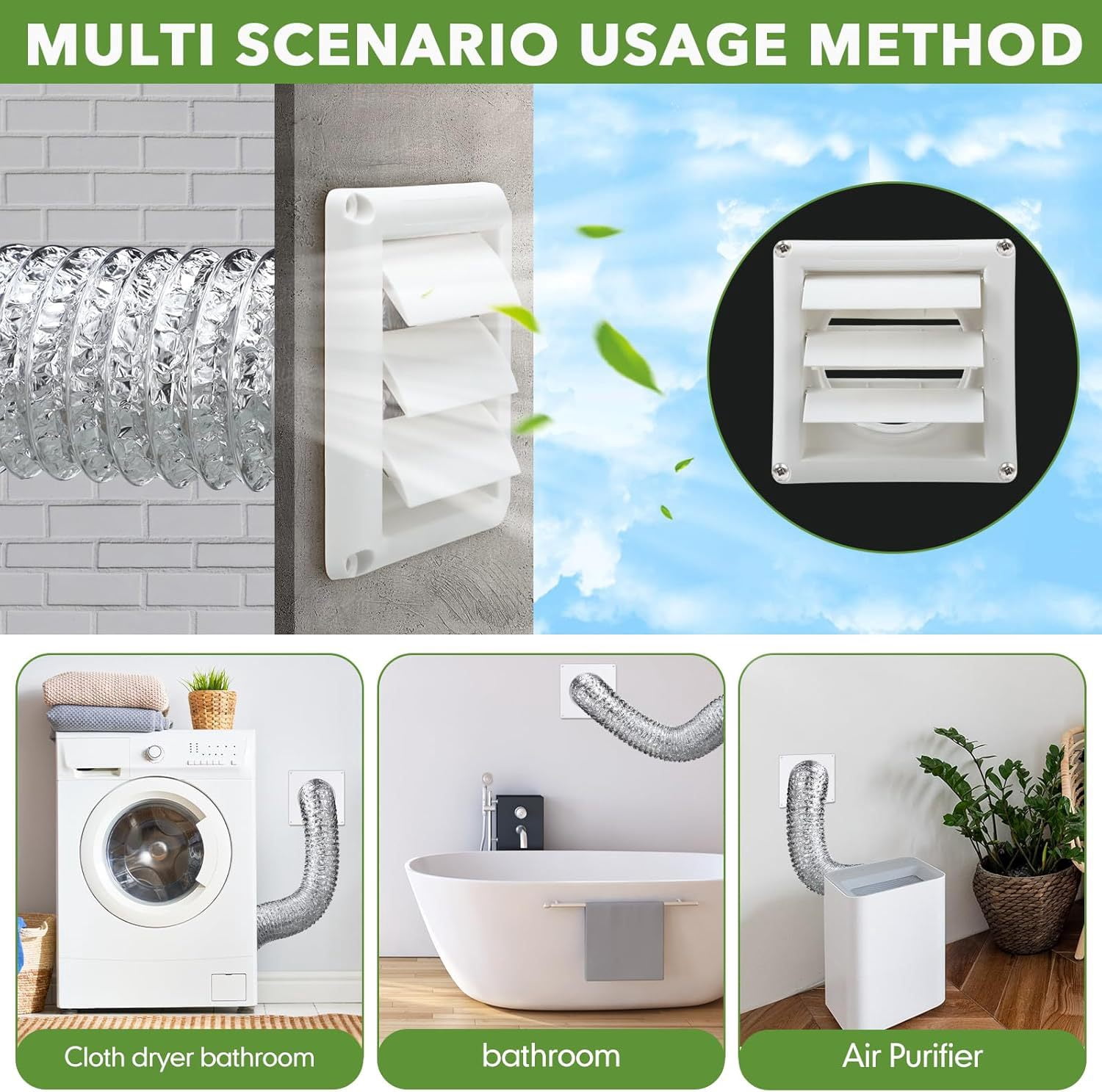 B.IVW 4 Inch Dryer Vent Kit, 7-in-1 Complete Installation Set with Hose, Connector, Wall Plate & Accessories for Dryer & Bathroom Exhaust Fan