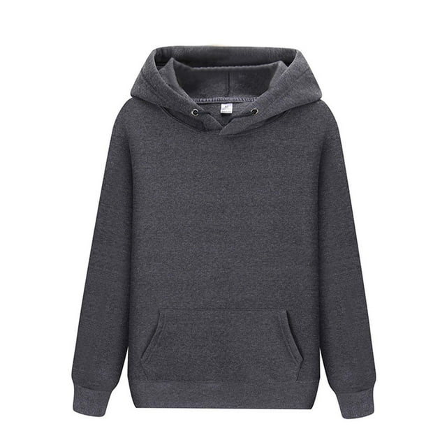 Sudadera con capucha para hombre y mujer, estilo jersey, holgada, lisa, con bolsillos, para otoño e invierno. Gris L