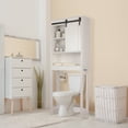 thumbnail image 2 of Tolead Wooden Bathroom Storage Over The Toilet with Adjustable Shelves and Sliding Doors, Towels, Wood, White, 2 of 8