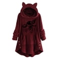 thumbnail image 1 of Abrigo de Piel Sintética Para Mujer, Blusa Con Botones A La Moda, Tops de Felpa Con Capucha Y Bolsillo, Tops Sueltos de Invierno Odeerbi ODB183021, 1 of 6