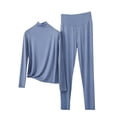 thumbnail image 2 of ylioge M-5X Plus Size Pajama Sets for Women 2 Piece Soft-Modal Loungewear Outfits Womens Casual Solid Color Long Sleeve Tops and Pants Homewear Pajamas, 2 of 5