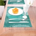 thumbnail image 5 of YFYANG Washable Heat-Resistant Placemats, 70% PVC/30% Polyester, Green Floral Textures Kitchen Table Mat, 12" x 18" 4 Pcs, 5 of 6