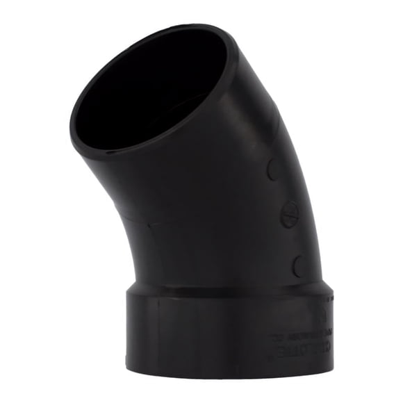Tubo Charlotte con forma de codo de 45 grados, ABS, cubo de 4 cm x espita de 4 cm de profundidad