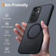 thumbnail image 3 of Entronix Magnetic Phone Case Compatible with Galaxy S25 Ultra, Translucent Frosted Matte Back Shock-Absorbent Hybrid Cover, Navy, 3 of 5