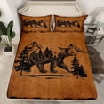 thumbnail image 2 of Feelyou Jungle Bear Wildlife Queen Sheet Sets, Vintage Lake House Flat Sheet, Rustic Hunting Theme Queen Fitted Sheet, Lightweight Room Decor, 4pcs, 2 of 7