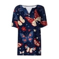 thumbnail image 4 of Xdegoge 4Th of July Patriotic T Shirts for Women USA American Flag Short Sleeve V Neck Stars and Stripes Casual Fit Floral Rose Graphic Summer Tops, 4 of 7