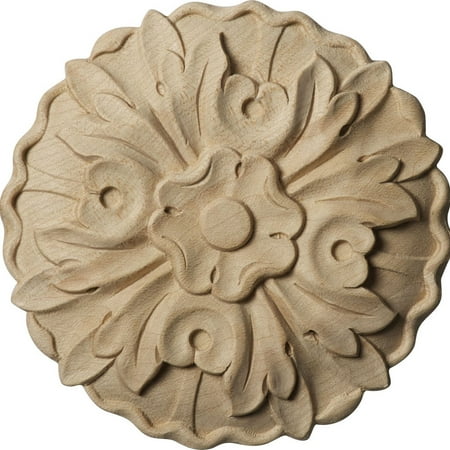 4 1/2"W x 4 1/2"H x 5/8"P Small Kent Floral Round Rosette, Alder