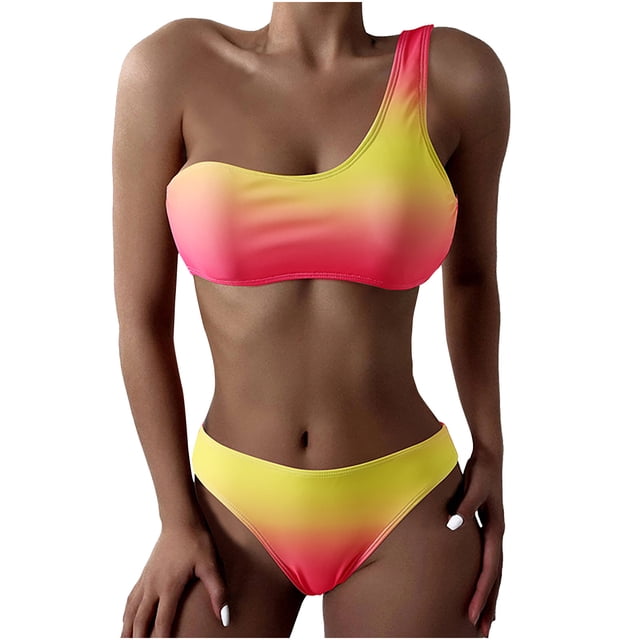 Elegante traje de baño dividido para mujer, cintura sin alambre con almohadilla, conjunto de Bikini cómodo sólido OAVQHLG3B Store lin121212