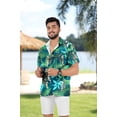 thumbnail image 2 of LA LEELA Men's Hawaiian Shirts Short Sleeve Button Down Shirt Men's Party Shirts Casual Holiday Summer Tropical Island Shirts for Men Funny M Tropical Leaves, Blue, 2 of 5