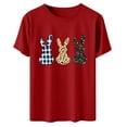 thumbnail image 4 of AKOEE Easter Outfits for Women Teen Girls Cute Floral Bunny Printed Short Sleeve Tops Graphic Basic Tee Shirt (3XL, Red 01), 4 of 6