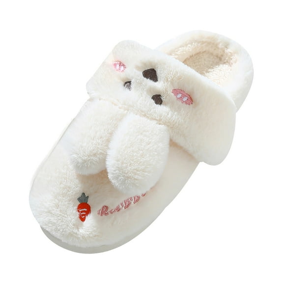 Aayomet Outdoor Slippers for Women Warm Soft Flannel Lining Slip-On Home Slippers,White 37