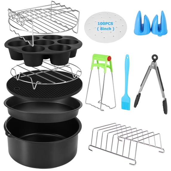 CJC 12 Pcs Air Fryer Accessories Kit, Compatible for Growise Phillips Cozyna Fits All 3.7QT - 6.8QT Air Fryer