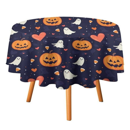 

JINGDS Pumpkin Heart Halloween Design-1141 Round Table Cloth Halloween Tablecloth Thanksgiving Day Table Cloth Round Cover Circle Tablecloth for Halloween Thanksgiving Fall Party