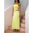 thumbnail image 6 of Two Piece for Women - Summer Vacation Outfits Sleeveless Asymmetrical Mesh Tank Crop Top Maxi Long Skirts Yellow M, 6 of 9
