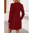 thumbnail image 6 of Women'S Knit Long Sleeve Sweater Dress Casual V Neck Tunic Dresses Fall Trendy Outfits Wine Red M, 6 of 7