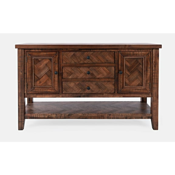 Jofran Fairview Transitional Herringbone Contemporary Distressed Acacia Buffet Server