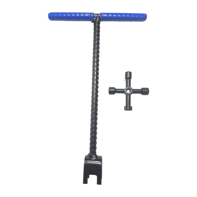 Llave para medidor de agua de 4 vías, llave de uso general, mango en T para jardín, para desagüe subterráneo 12 pulgadas azul