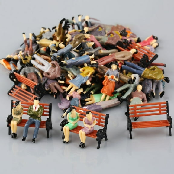 50 Pcs People Figurines Set Tiny Sitting And Standing Delicate Hand Painted People Model Train Park Street People Figures for Miniature Scenes,1:50 Scale