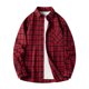 thumbnail image 1 of Blusa y camisa de manga larga con cuello vuelto para hombre, estilo informal, a cuadros, con bolsillos y botones, de licra, 1 of 7