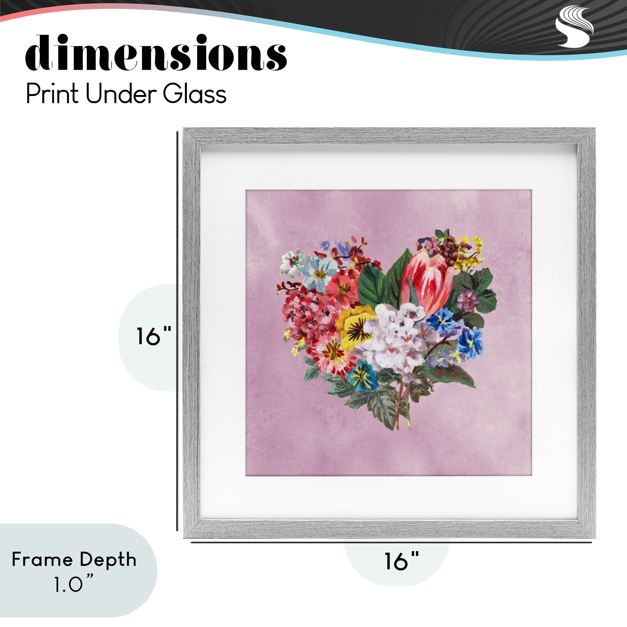 Stupell Industries Heart Shaped Garden Blooms Gray Framed Print Under Glass, design by Melissa Wang