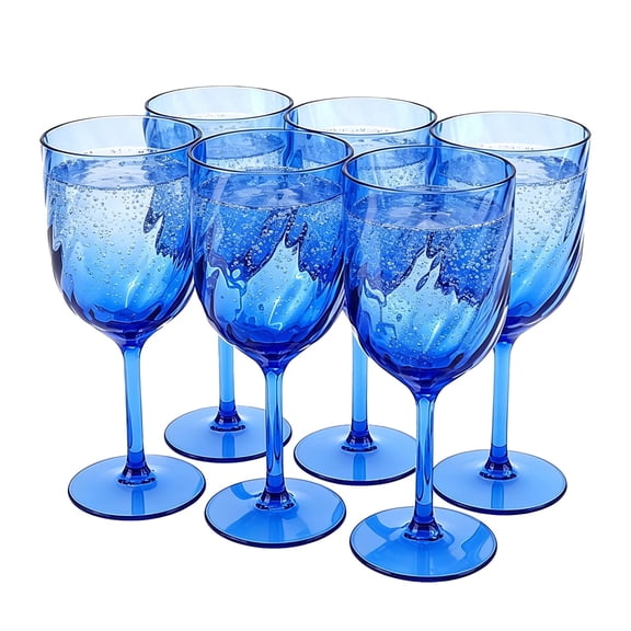 Yongzhenlite 15 oz Wine Goblets Drinkware, BPA-Free Shatterproof Clear Acrylic, Set of 6, Indoor Outdoor Use