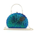 thumbnail image 6 of Handheld Women's Evening Clutch Bags Seashell Peacock Beaded Bag Banquet bag Handbags Bridal Wedding Purses,Peacock Blue, 6 of 12