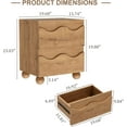thumbnail image 3 of Scalloped Nightstand Set of Two for Bedroom with 2 Drawers, Modern Night Stand Set of 2 with Hidden Handle, Wooden End Table, Fluted Wood Bedside Table for Living Room, Natural Oak, 3 of 13