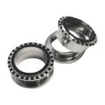 thumbnail image 3 of Pair of Surgical Steel Screw Fit Ear Plug with Black & Clear CZ Gems, 3 of 11