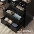 thumbnail image 6 of Devoko 48" Tall Nightstand with Charging Station and Hutch Nightstand with 3 Storage Drawers Adjustable Height Shelving End Table Modern Bedside Table for Bedroom, Black, 6 of 10