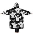 thumbnail image 2 of Oversized Wearable Blanket Hoodie,Black Halloween Ghosts with Boo Sherpa Blanket Hoodie with Super Pockets,Super Warm Fuzzy Pullover for Women & Men, 2 of 6