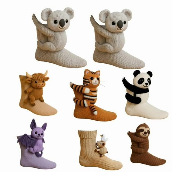 Women Winter Socks Knit Anti-Slip Sweat Warm Cute Cartoon Animals Fuzzy Home Slipper Socks