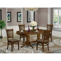 East West Furniture Dining Table Set-Color:Espresso,Number of Items:5-Piece,Seat:With Cushion