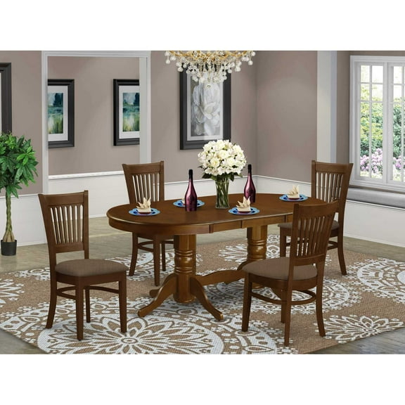 East West Furniture Dining Table Set-Color:Espresso,Number of Items:5-Piece,Seat:With Cushion