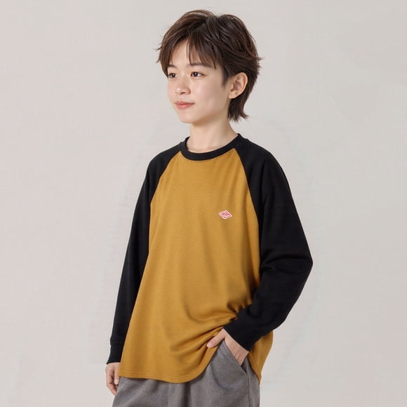 Blusas y camisas de manga larga con cuello redondo Top raglán de cuello redondo de manga larga para niño Top informal versátil Top/camiseta de manga larga con cuello redondo Top de poliéster para niño