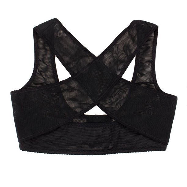 Women's Chest Breast Support Belt Band Posture Corrector Brace Body Sculpting Strap M Black
