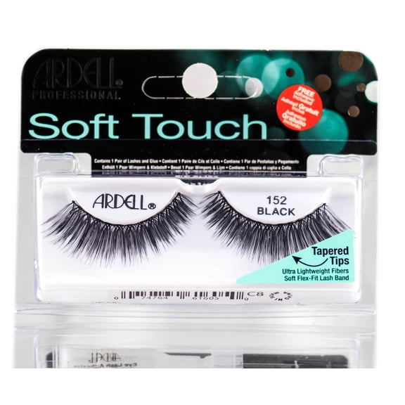 152 Black , Ardell Soft Touch Tapered Tip Lashes , Hair Scalp Skin Body - Pack of 1 w/ SLEEK Teasing Comb