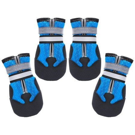 ENIYUU 4pcs Breathable Mesh Dog Boots Nonslip Soft Rubber Sole Dog Shoes For Medium Large Dogs