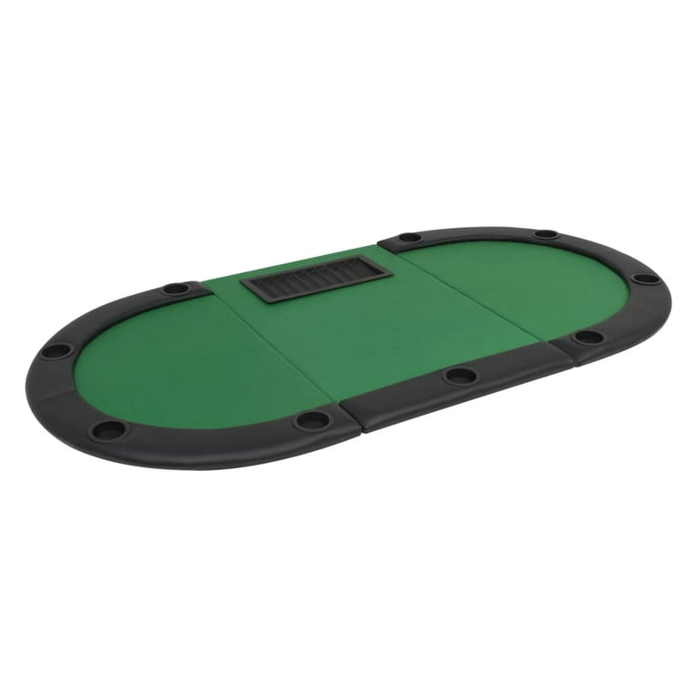VidaXL Mesa De Póker Plegable Ovalada Para 9 Jugadores – Con Posavasos Y Bandeja De Crupier, Tapizada En Poliéster, Fácil De Guardar