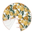 thumbnail image 2 of Daiia Yellow Tulips Drawing Merry Christmas Tree Skirt , Xmas Large Lace-up Tree Skirt, Santa Snowflakes Rustic Home Decorations New Year Party Farmhouse Decor-30", 2 of 7